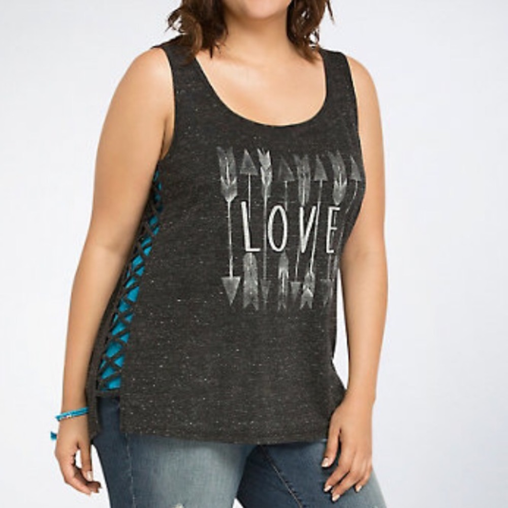 Love arrow lace up tank